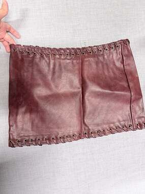 PrettyLittleThing Burgundy Faux Leather Lace Up Detail Mini Skirt